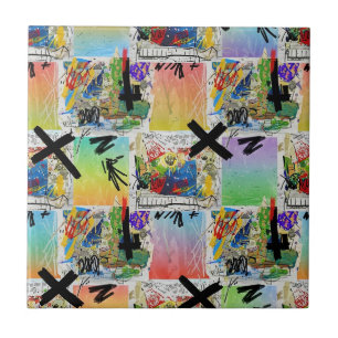 Colourful Urban Graffiti Pattern (14) Ceramic Tile