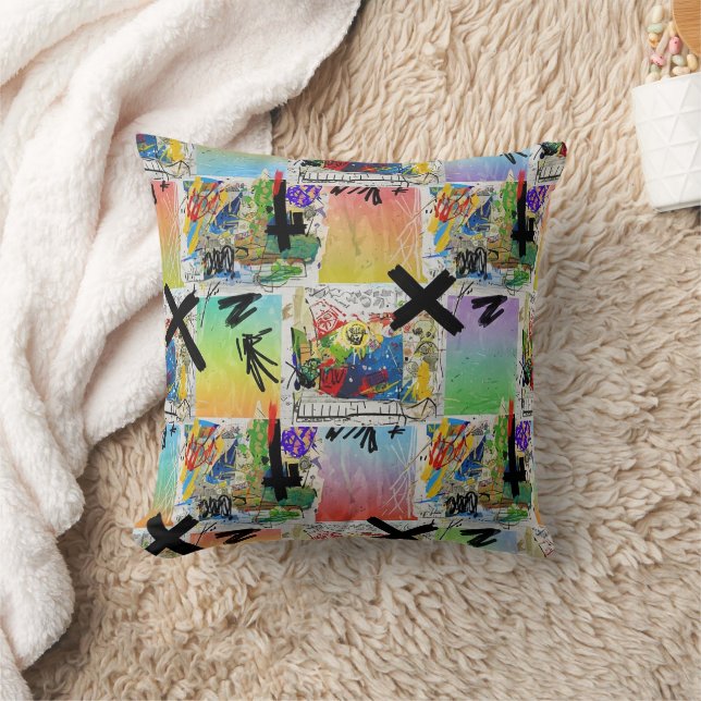 Colourful Urban Graffiti Pattern (14) Cushion (Blanket)