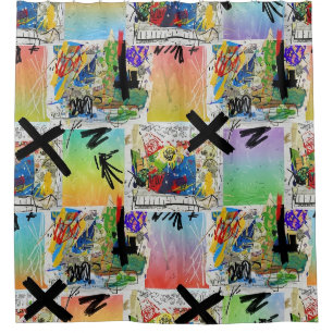 Colourful Urban Graffiti Pattern (14) Shower Curtain