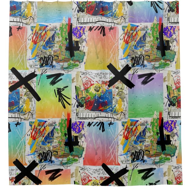 Colourful Urban Graffiti Pattern (14) Shower Curtain (Front)