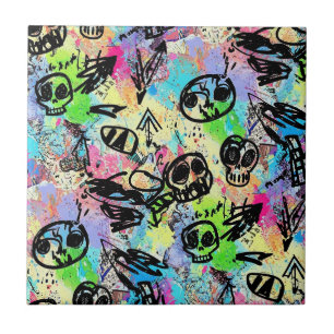 Colourful Urban Graffiti Pattern (1) Ceramic Tile
