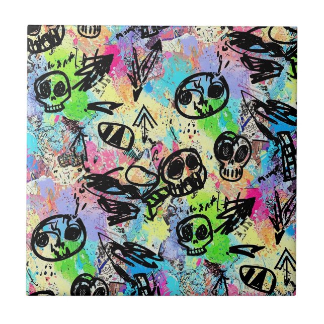 Colourful Urban Graffiti Pattern (1) Ceramic Tile (Front)