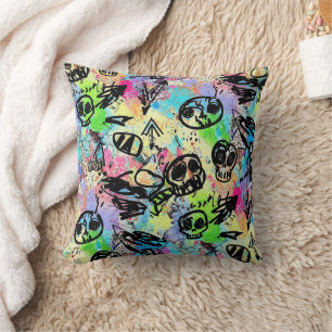 Colourful Urban Graffiti Pattern (1) Cushion