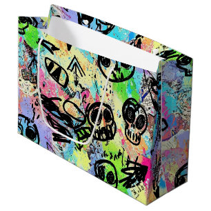 Colourful Urban Graffiti Pattern (1) Large Gift Bag