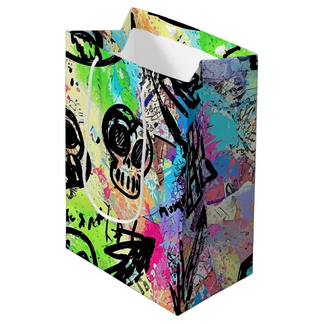 Colourful Urban Graffiti Pattern (1) Medium Gift Bag (Front Angled)