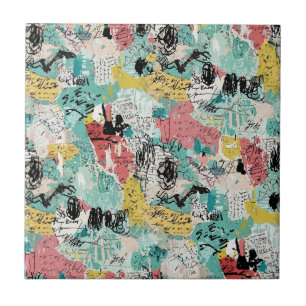 Colourful Urban Graffiti Pattern (2) Ceramic Tile