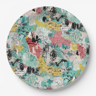Colourful Urban Graffiti Pattern (2) Paper Plate