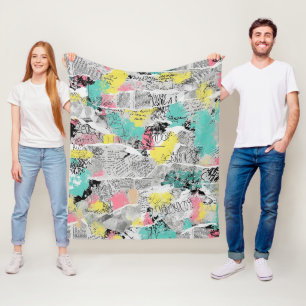 Colourful Urban Graffiti Pattern (3) Fleece Blanket