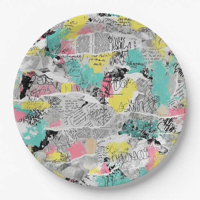 Colourful Urban Graffiti Pattern (3) Paper Plate (Front)