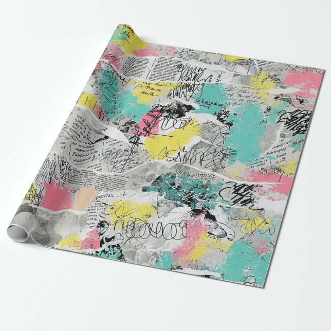 Colourful Urban Graffiti Pattern (3) Wrapping Paper (Unrolled)