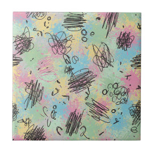 Colourful Urban Graffiti Pattern (4) Ceramic Tile