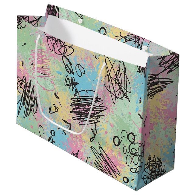 Colourful Urban Graffiti Pattern (4) Large Gift Bag (Front Angled)