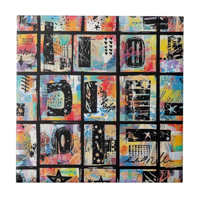 Colourful Urban Graffiti Pattern (5) Ceramic Tile (Front)