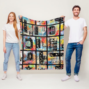 Colourful Urban Graffiti Pattern (5) Fleece Blanket