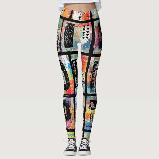 Colourful Urban Graffiti Pattern (5) Leggings (Front)
