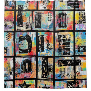 Colourful Urban Graffiti Pattern (5) Shower Curtain