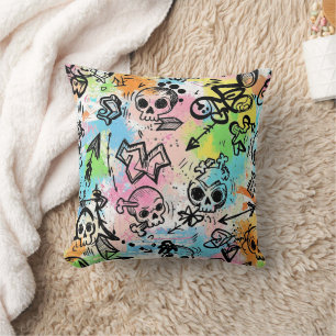 Colourful Urban Graffiti Pattern (6) Cushion