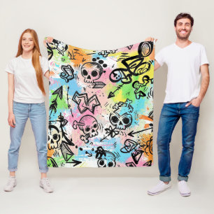 Colourful Urban Graffiti Pattern (6) Fleece Blanket