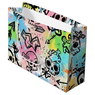 Colourful Urban Graffiti Pattern (6) Large Gift Bag