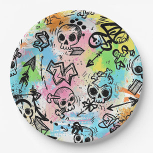 Colourful Urban Graffiti Pattern (6) Paper Plate