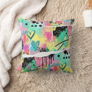 Colourful Urban Graffiti Pattern (7) Cushion