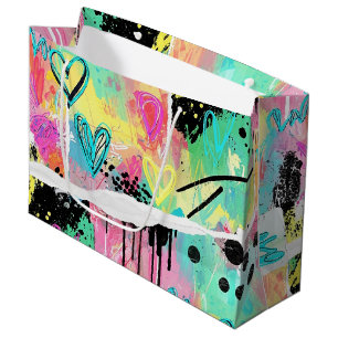 Colourful Urban Graffiti Pattern (7) Large Gift Bag
