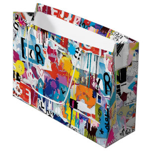 Colourful Urban Graffiti Pattern (8) Large Gift Bag