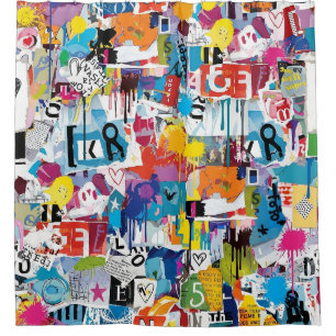 Colourful Urban Graffiti Pattern (8) Shower Curtain