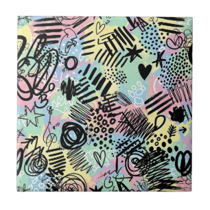 Colourful Urban Graffiti Pattern (9) Ceramic Tile