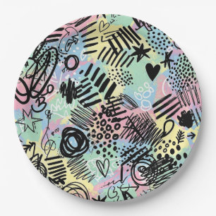 Colourful Urban Graffiti Pattern (9) Paper Plate