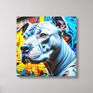 Colourful Urban Graffiti Street Art Pitbull Lover Canvas Print