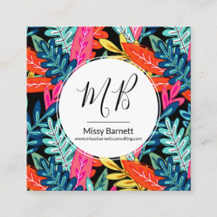 Colourful Urban Jungle Leaves Business Card