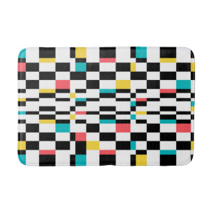 Colourful, urban, modern, trendy geometric pattern bath mat