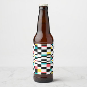 Colourful, urban, modern, trendy geometric pattern beer bottle label