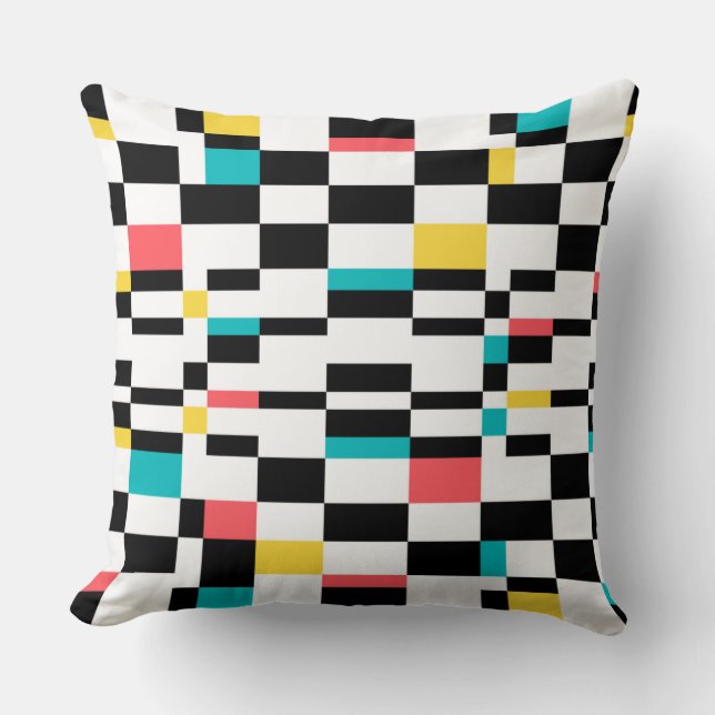 Colourful, urban, modern, trendy geometric pattern cushion (Front)