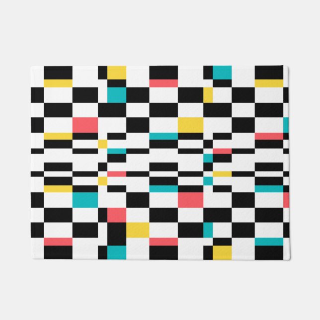 Colourful, urban, modern, trendy geometric pattern doormat (Front)