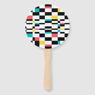 Colourful, urban, modern, trendy geometric pattern hand fan