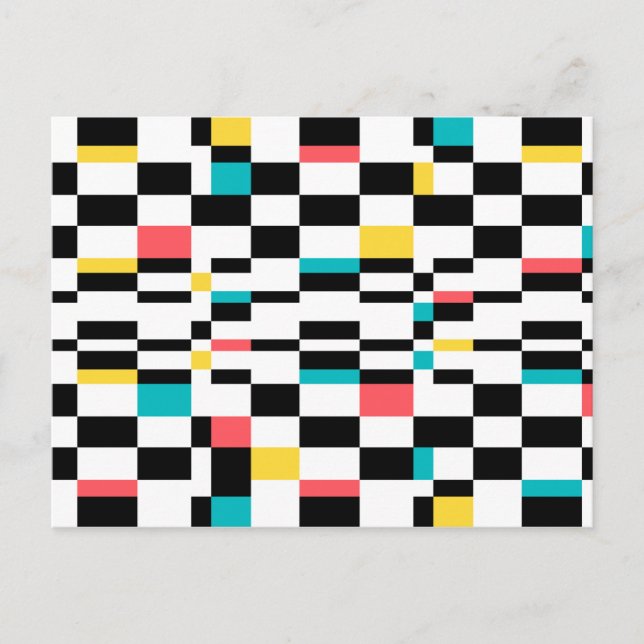 Colourful, urban, modern, trendy geometric pattern postcard (Front)