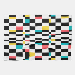 Colourful, urban, modern, trendy geometric pattern tea towel