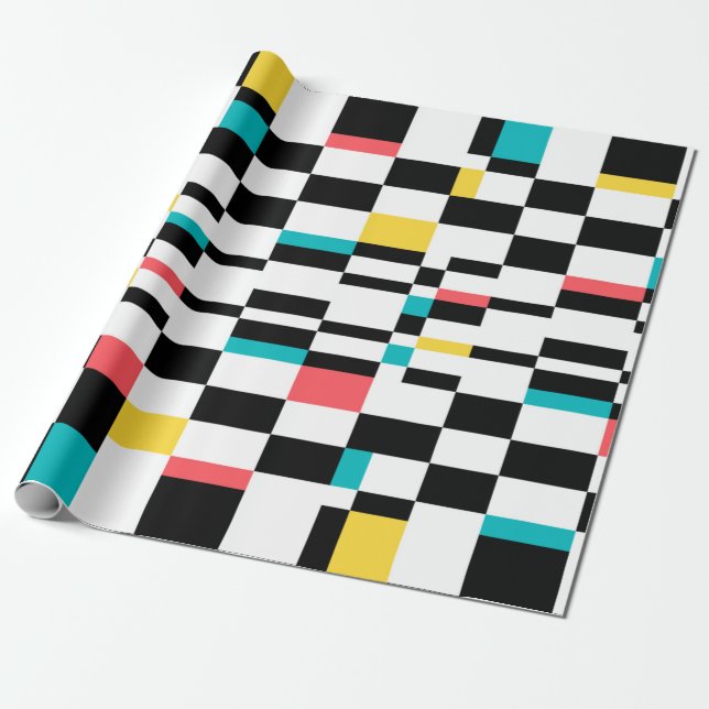 Colourful, urban, modern, trendy geometric pattern wrapping paper (Unrolled)