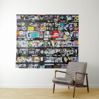 Colourful Urban Stickers  Tapestry
