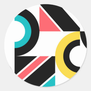 Colourful, urban, trendy, modern geometric art classic round sticker