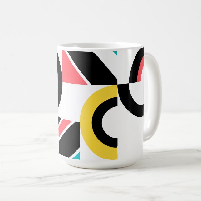 Colourful, urban, trendy, modern geometric art coffee mug (Front Right)