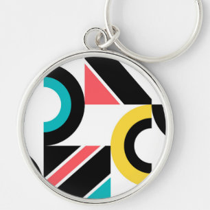 Colourful, urban, trendy, modern geometric art key ring