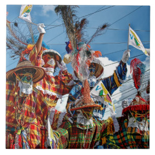 Colourful US Virgin Islands Mocko Jumbie Jamboree Ceramic Tile