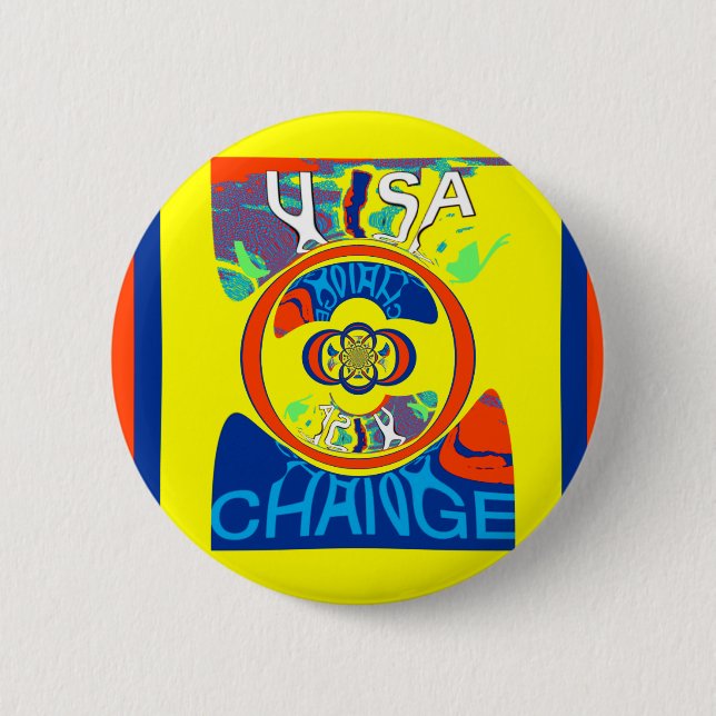 Colourful USA Change: A Festive Design Art Print 6 Cm Round Badge (Front)