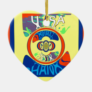 Colourful USA Change: A Festive Design Art Print Ceramic Ornament