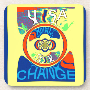 Colourful USA Change: A Festive Design Art Print Coaster