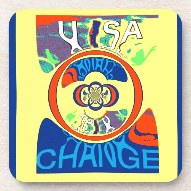 Colourful USA Change: A Festive Design Art Print Coaster (Front)