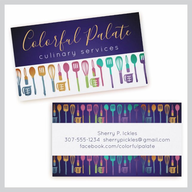 Colourful utensils chef catering business card (Creator Uploaded)